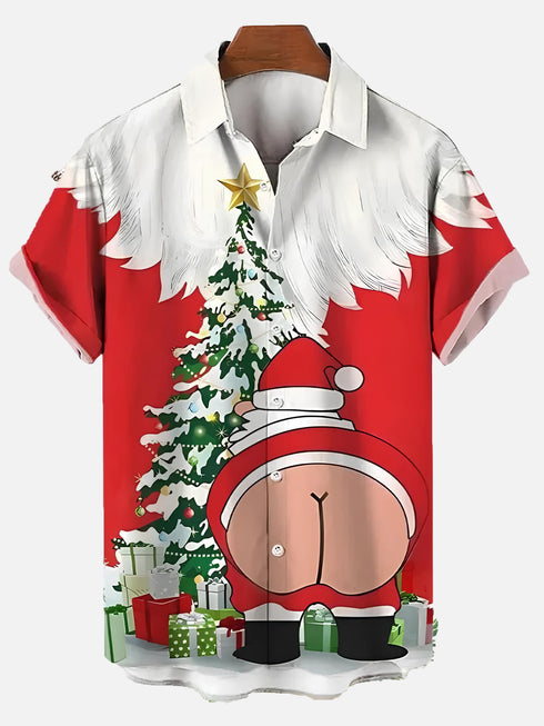 Men's Christmas Funny Graphic Short Sleeve Hawaiian Shirt